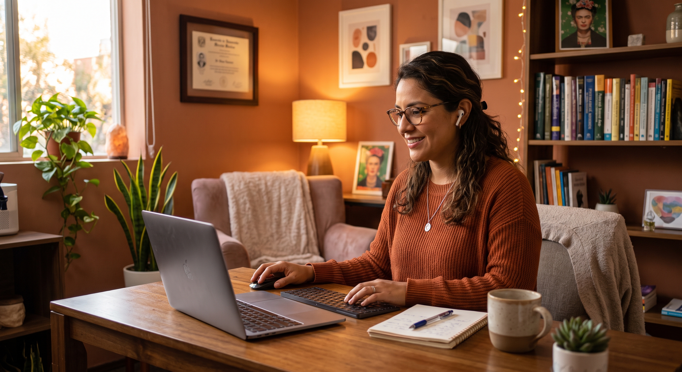 Mental health professional reviewing continuing education coursework