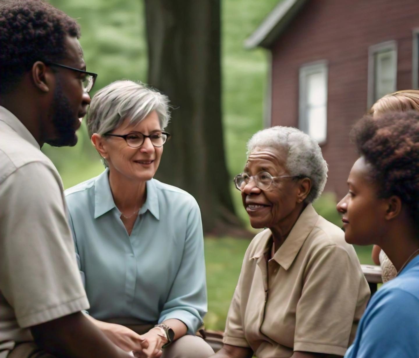 counselor meeting with the community outdoors in Pennsylvania