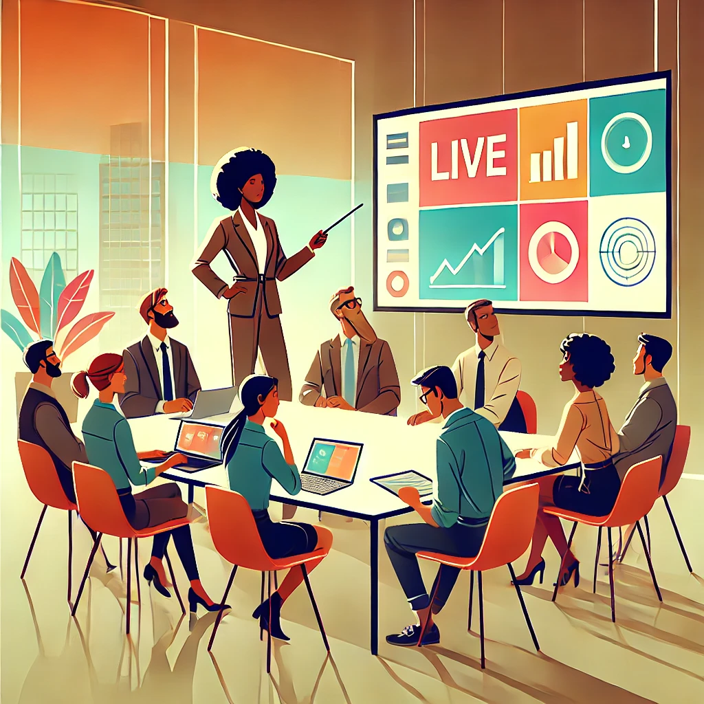 stylized illustration set in a modern office with a professional ambiance