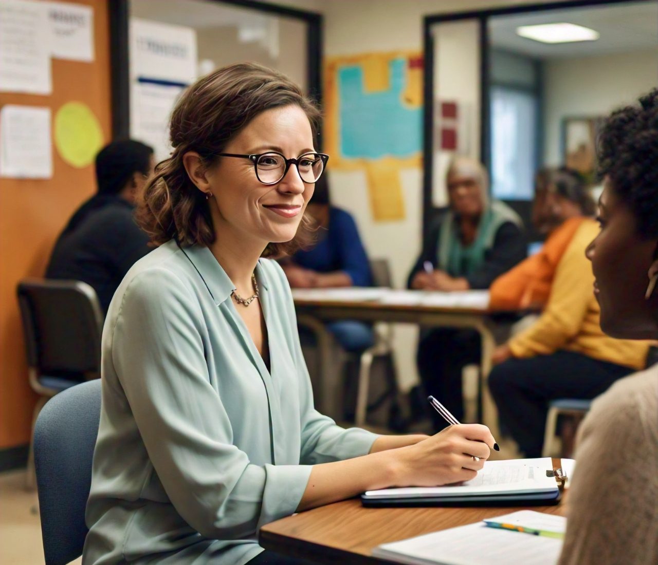 A therapist working in a community center setting