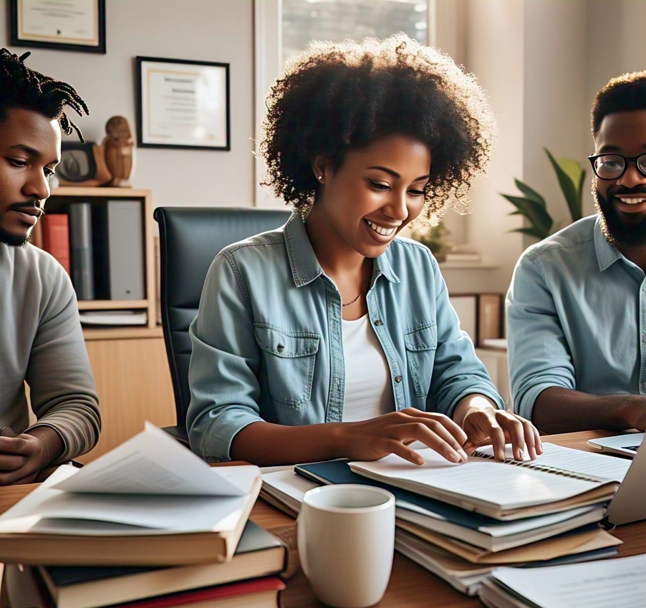 diverse social worker in study group aswb exam