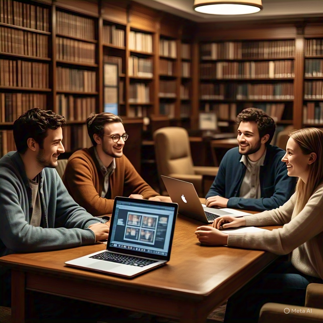 diverse study group in library