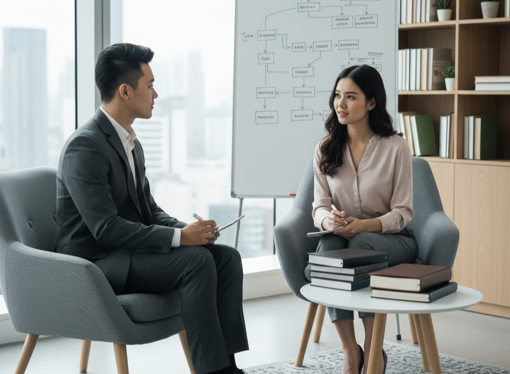 a therapy session where a client is exhibiting the intellectualization defense mechanism