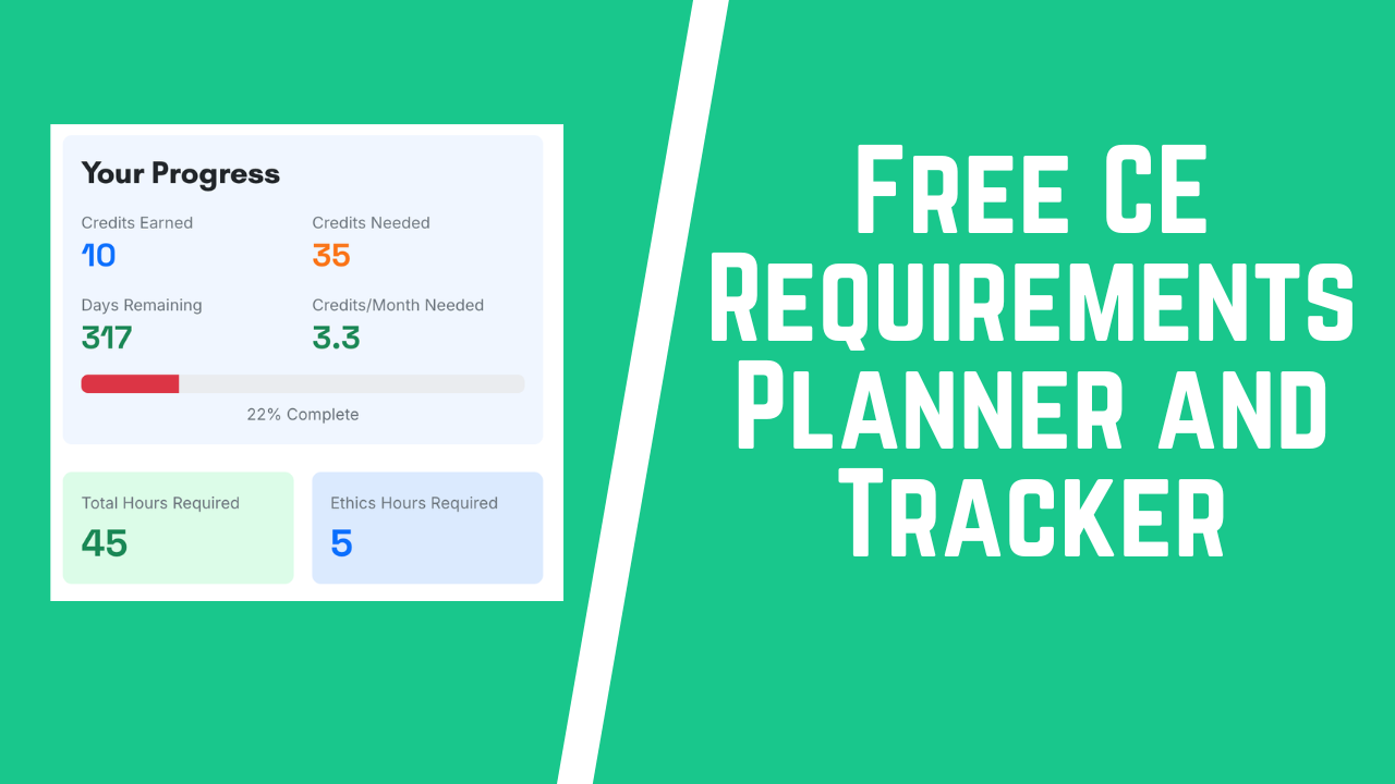 Free CE Requirements Planner and Tracker