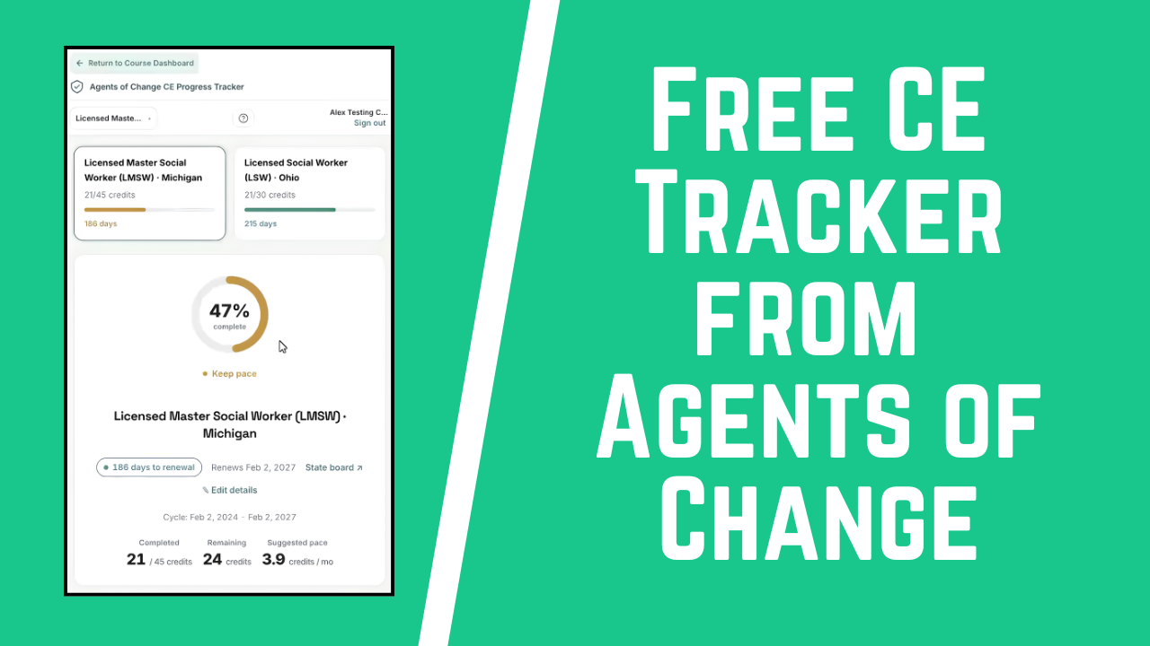 Free CE Tracker from Agents of Change