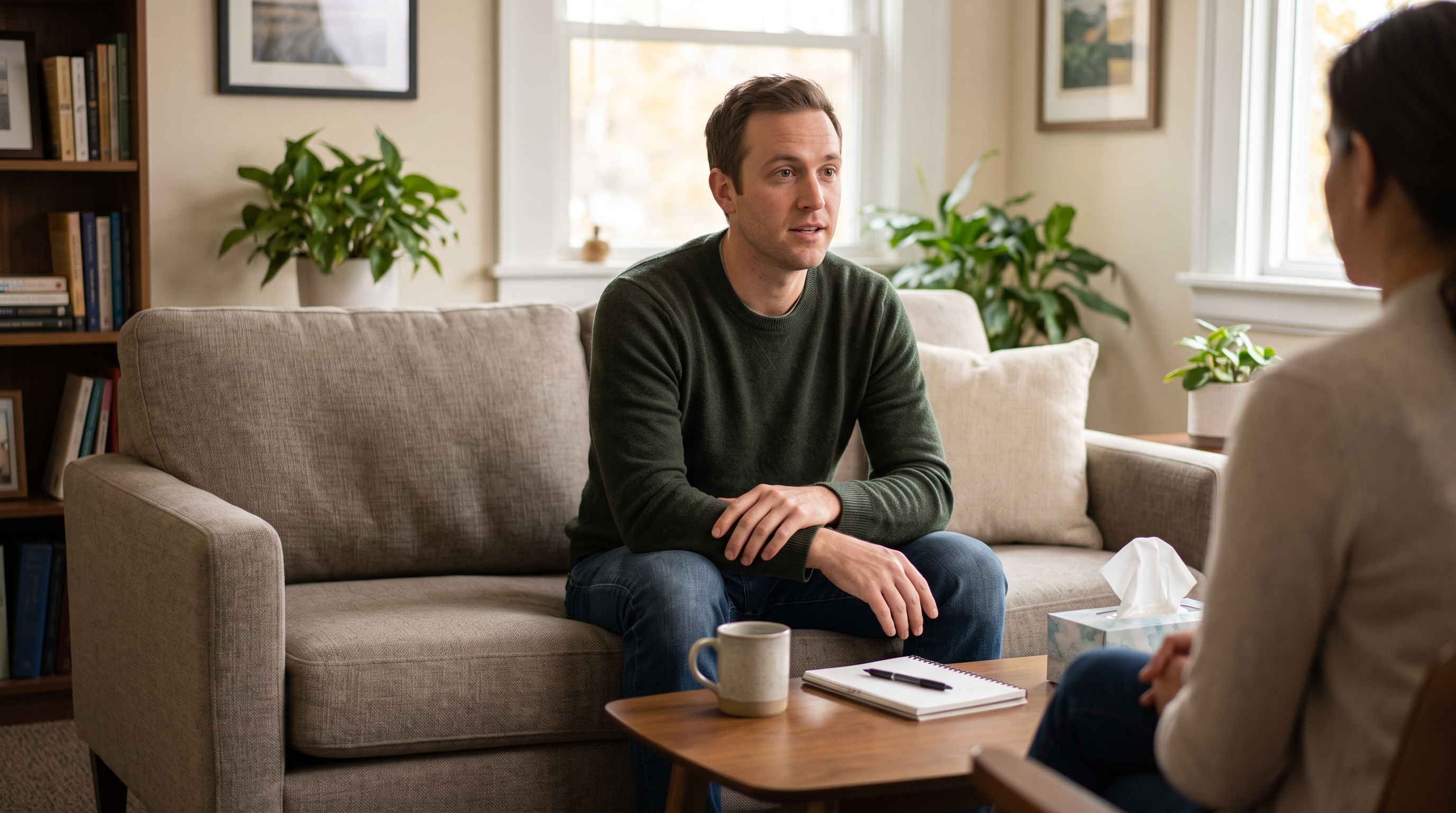 male therapy client 30 something