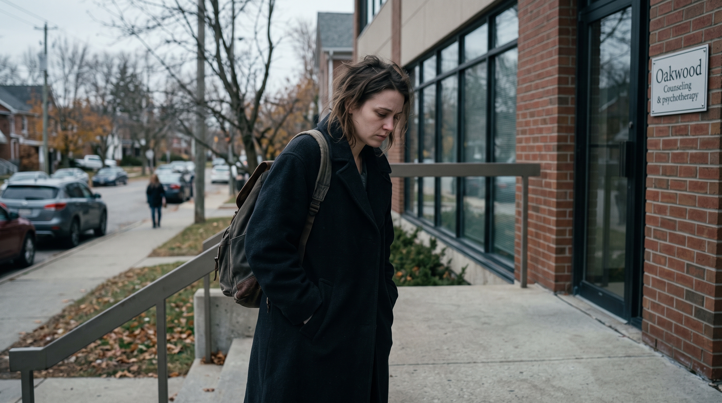 a depressed client going to therapy photorealistic